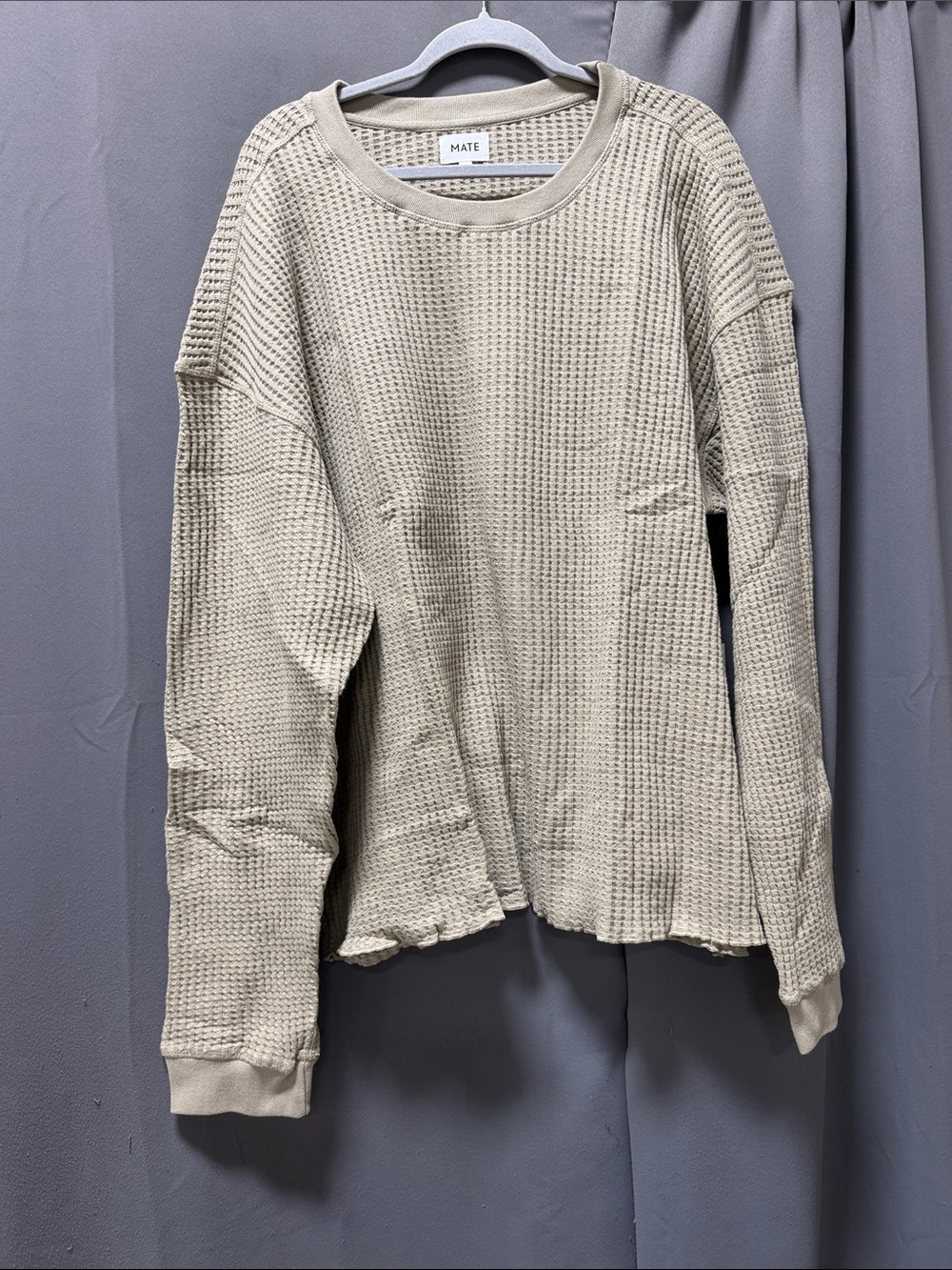 Men’s Organic Waffle Crew Neck Long Sleeve Shirt - L